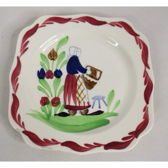 PV POTTERY PEASANT VILLAGE FRENCH COUNTRY SQUARE PLATE MITTLEDORFER - Picture 1 of 2